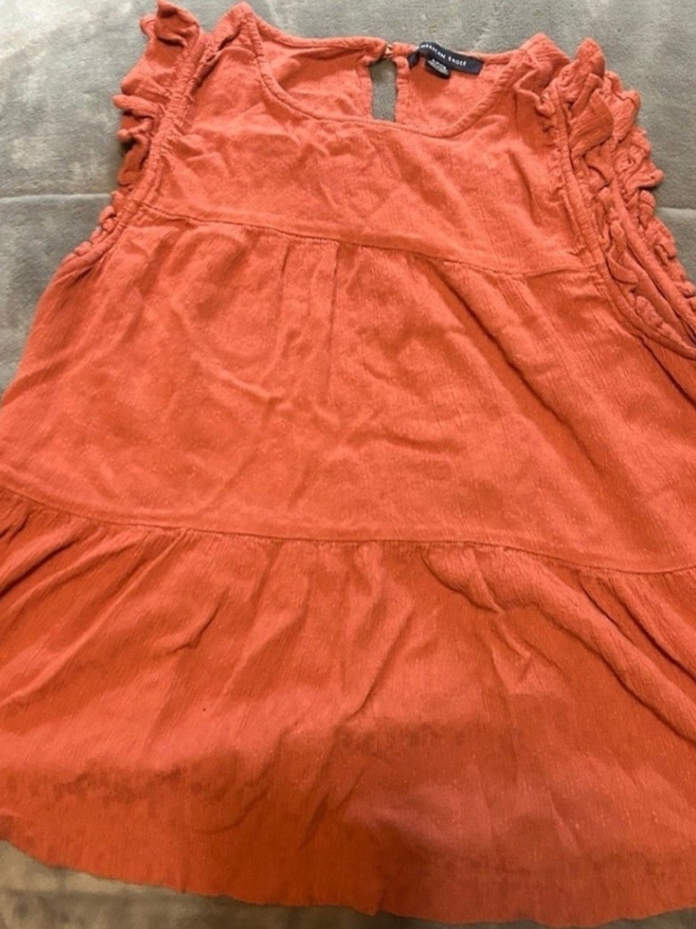 American Eagle Outfitters Orange Tiered Ruffle A-Line Skirt